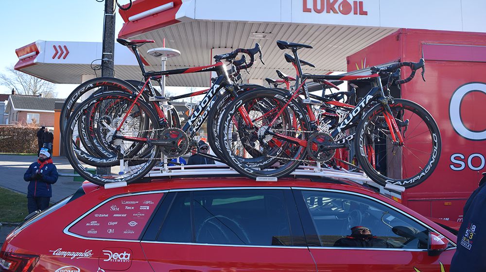 Team Cofidis' Kuota Khan race bikes for Kuurne-Brussel-Kuurne