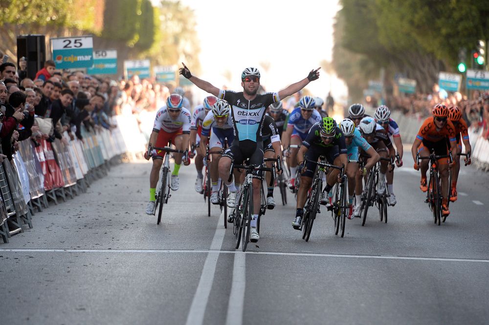 Mark Cavendish takes the win in Almeria.