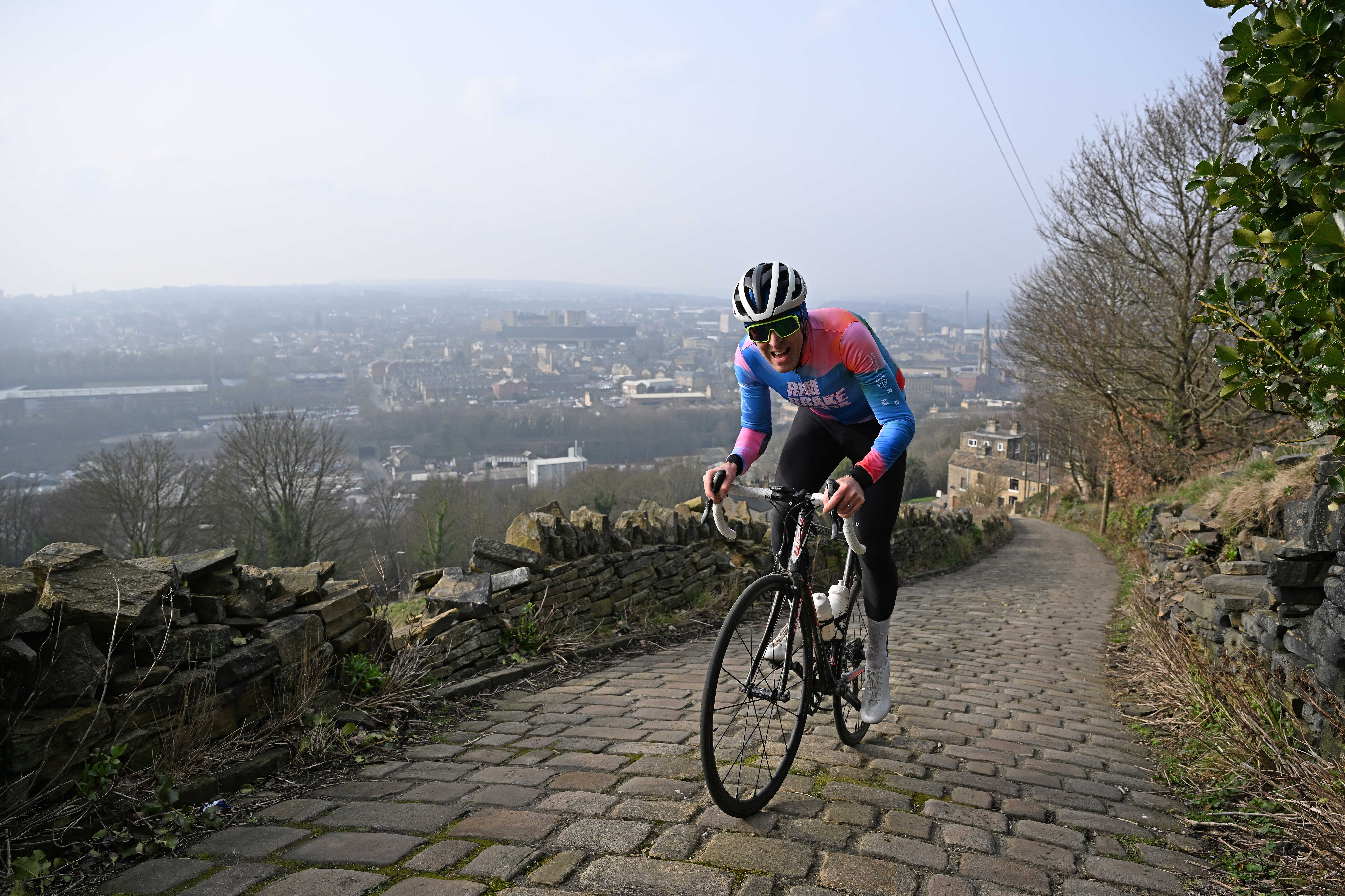 Simon Warren climbing the hills around the Calderdale valley