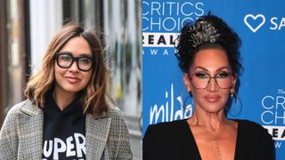 Myleene Klass and Michelle Visage wearing oversized eyeglasses