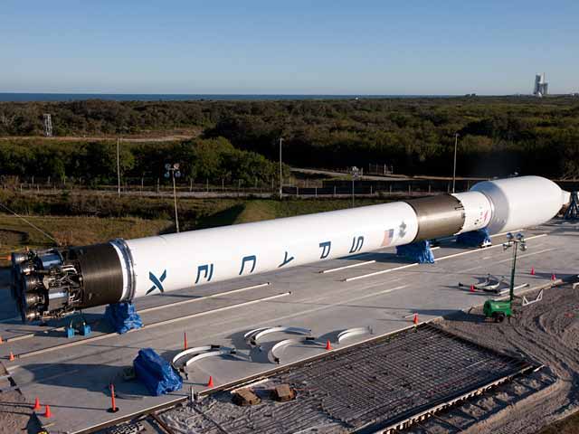 Complete integration of SpaceX&#039;s first Falcon 9 rocket at Cape Canaveral.