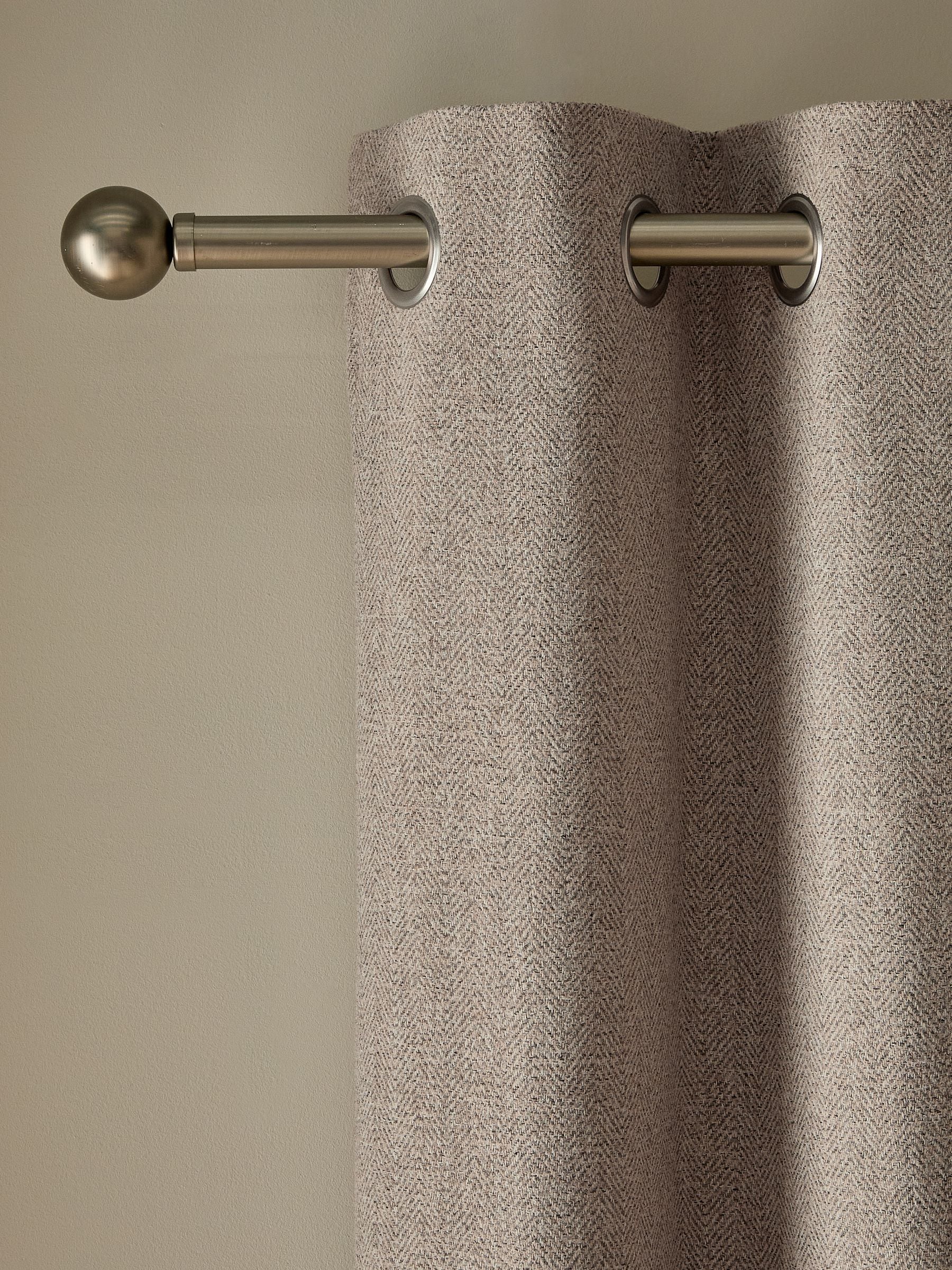 Natural Brushed Herringbone Eyelet Blackout/thermal Curtains - Size 117wx137d