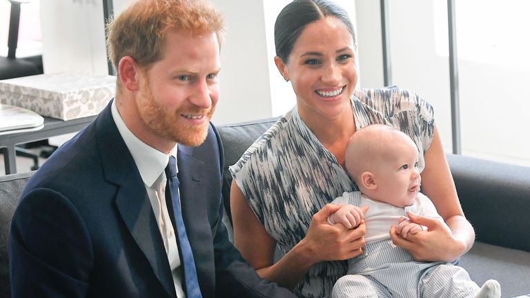 Prince Harry, Meghan Markle, and baby Archie.