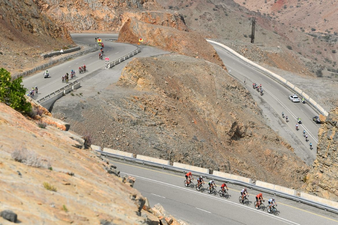 Riders were spread out all over the climb