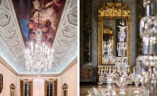 Crystal chandeliers in the Napoleonic Staterooms .