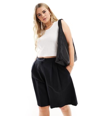 Asos Design Curve Belted Tailored Shorts