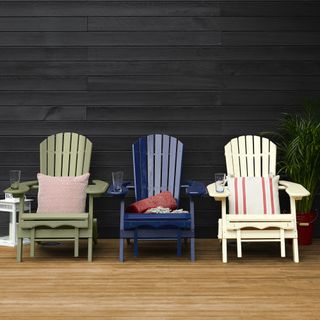 decking oil deck with colourful chairs