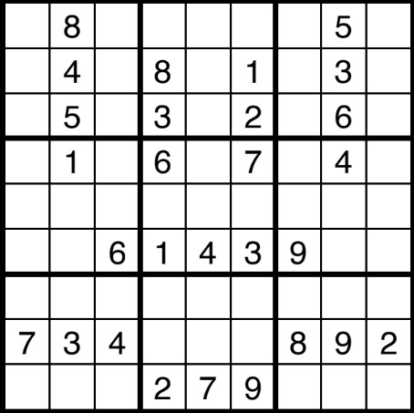 An unsolved sudoku.