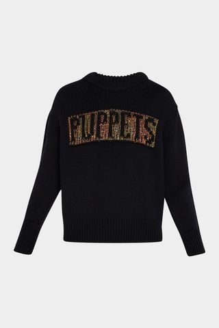 Puppets and Puppets Sequin Logo Embroidered Wool Sweater