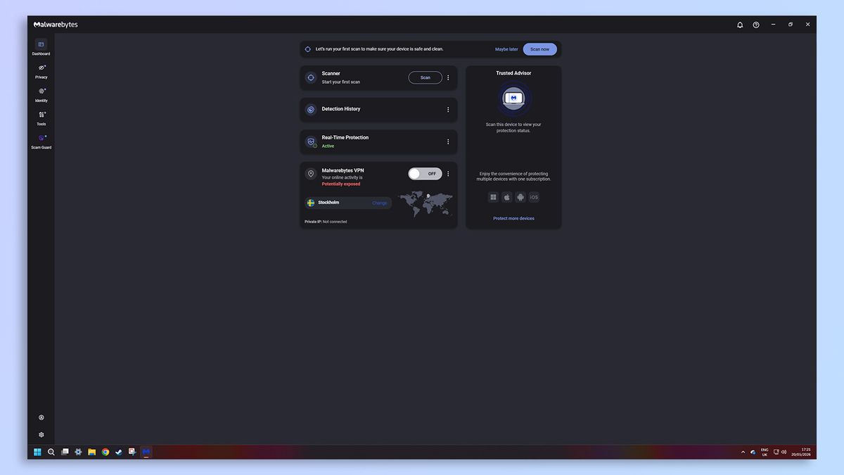 Malwarebytes antivirus software screenshot