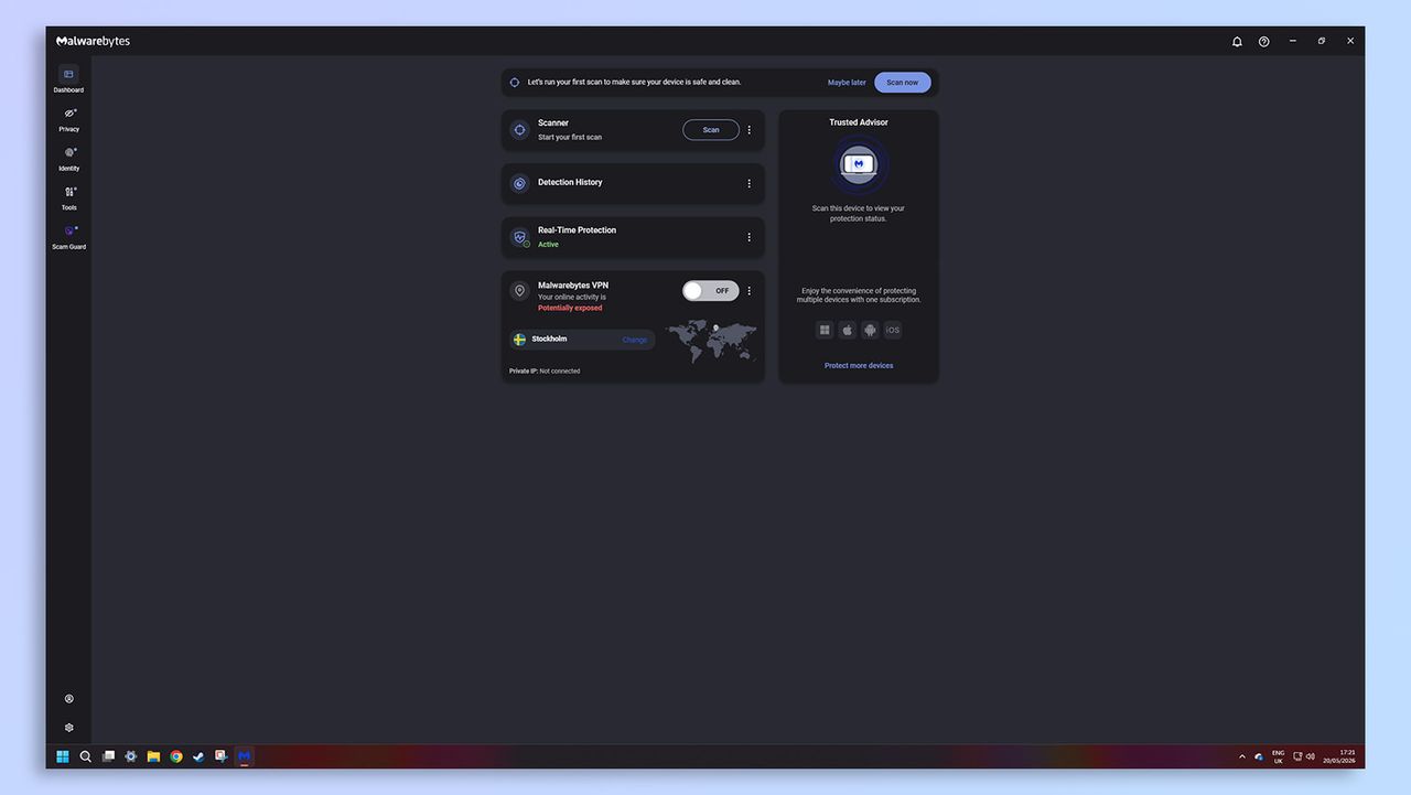 Malwarebytes antivirus software screenshot