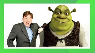 A promotional image of Michael Myers pictured next to Shrek