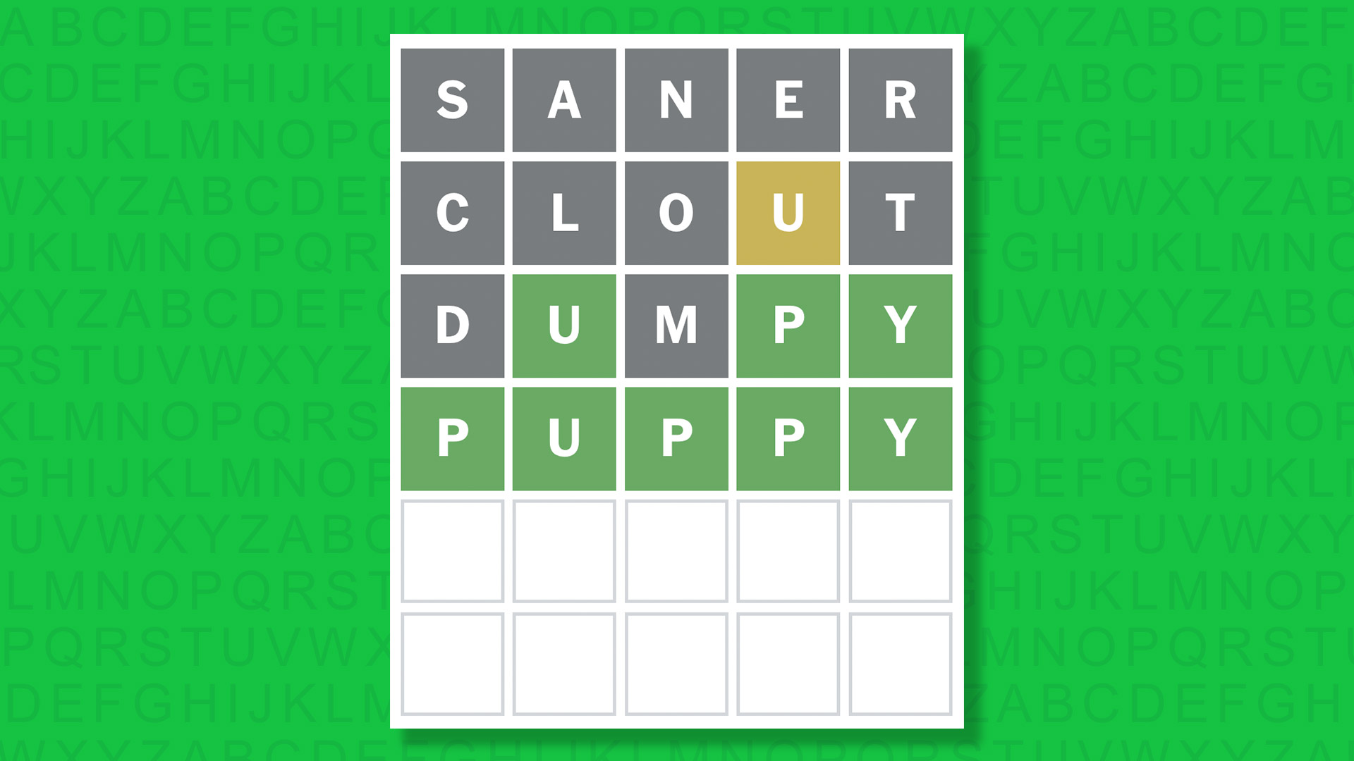 NYT Wordle answer for game 1837 on a green background