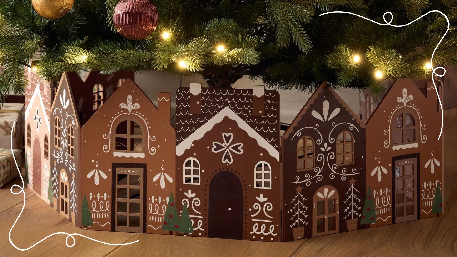 picture of the viral next christmas gingerbread tree skirt