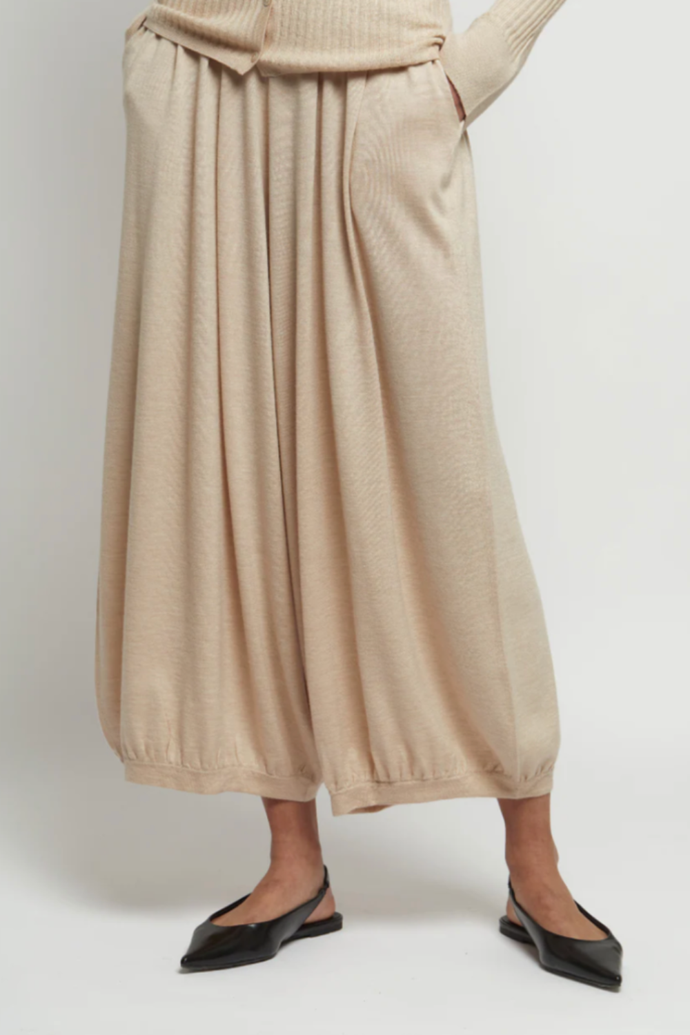 Denner Cashmere, Silk Blend Cropped Harem Trousers