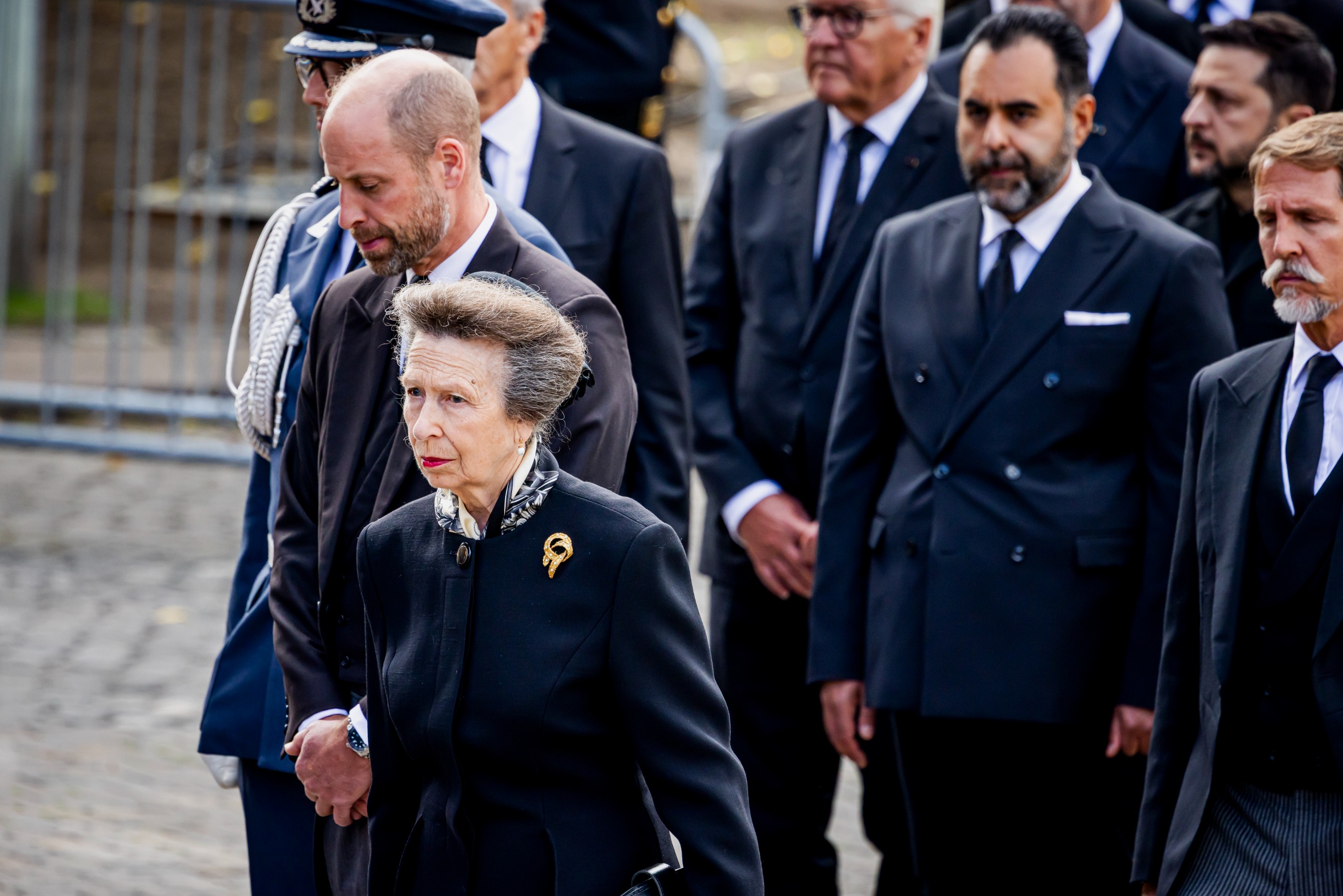Prince William and Princess Anne arriving at King Harald's funeral