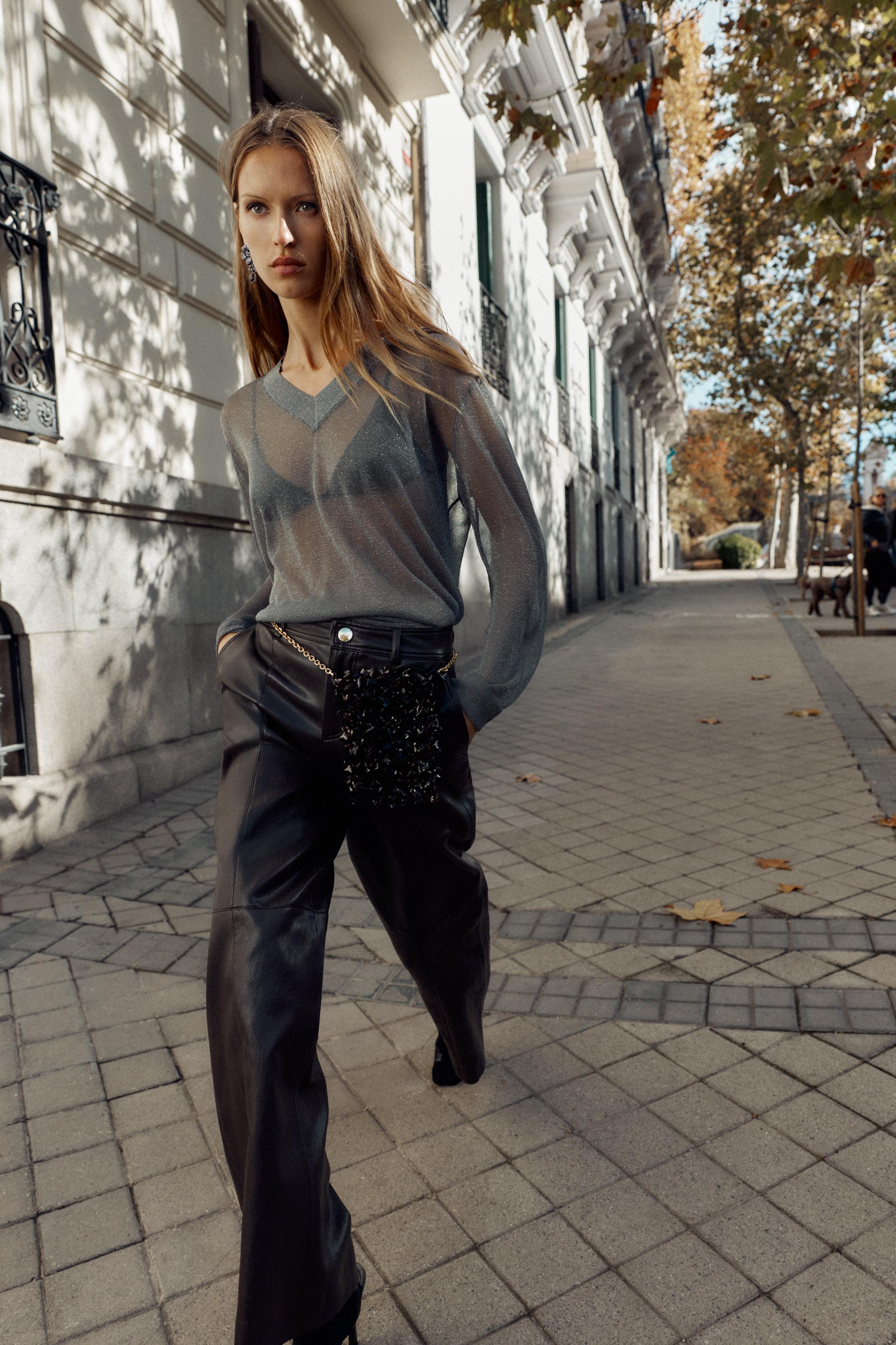 Faux Leather Straight Pants