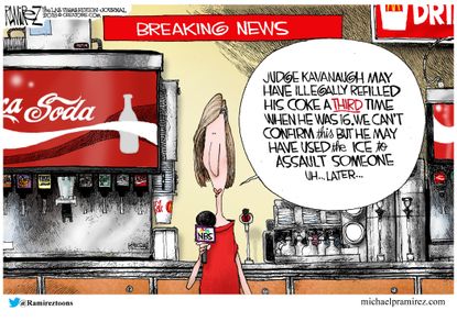 Political cartoon U.S. Brett Kavanaugh investigation Supreme Court soda ice