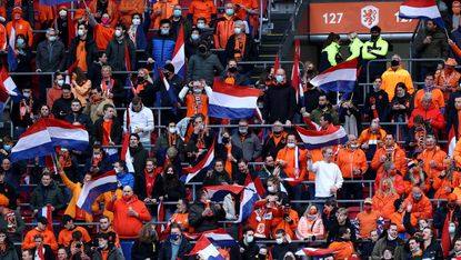 Dutch fans at the Johan Cruyff Arena in Amsterdam 