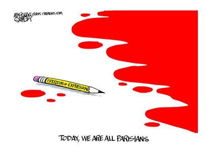 Editorial cartoon Charlie Hebdo free speech Paris