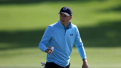 Jordan Spieth nods to the crowd during round one of the 2024 Genesis Invitational
