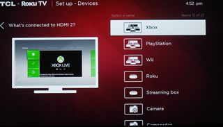 Setting up video sources from inputs for the Roku Home screen