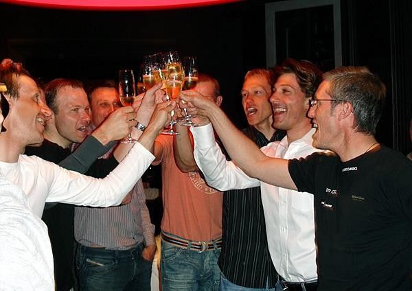 A toast to the winner after Paris-Roubaix