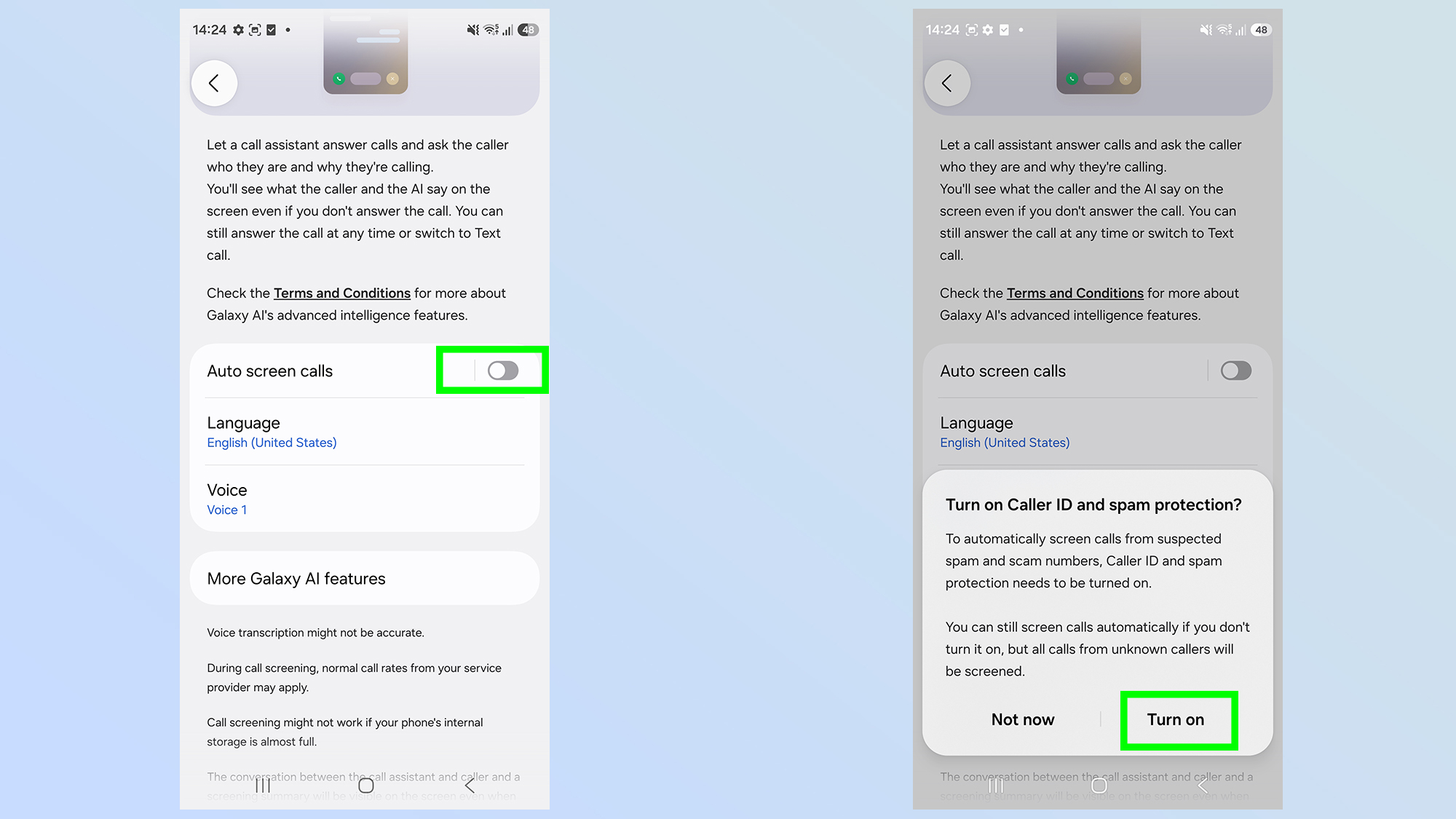 how to set up call screening on galaxy s26