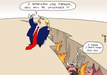 Political cartoon U.S. midterm elections Republican loss Trump hell devil
