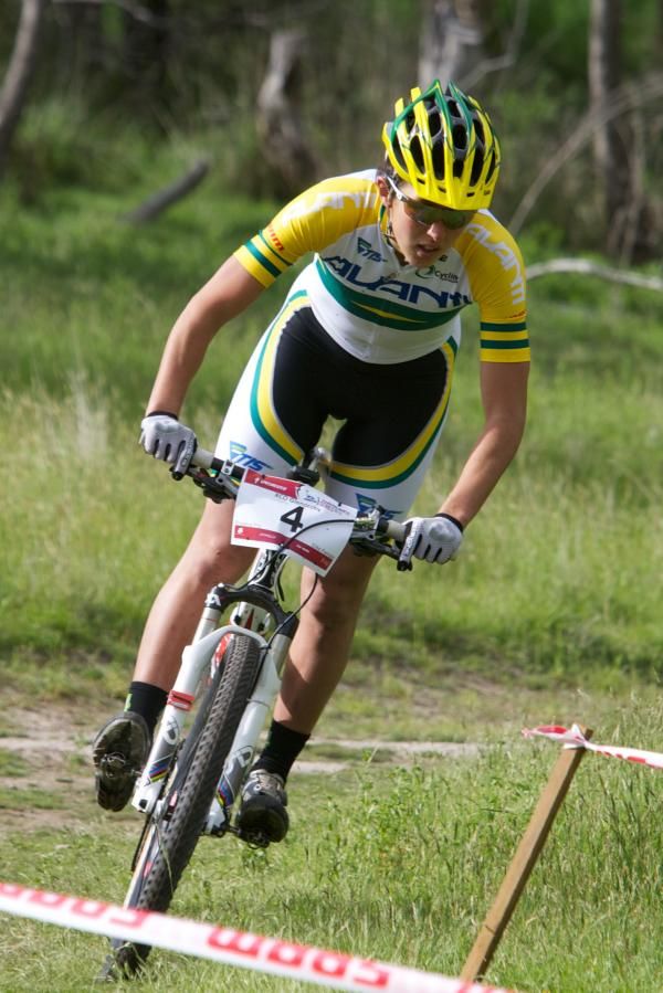 Rowena Fry on her way to cross country victory in Hobart