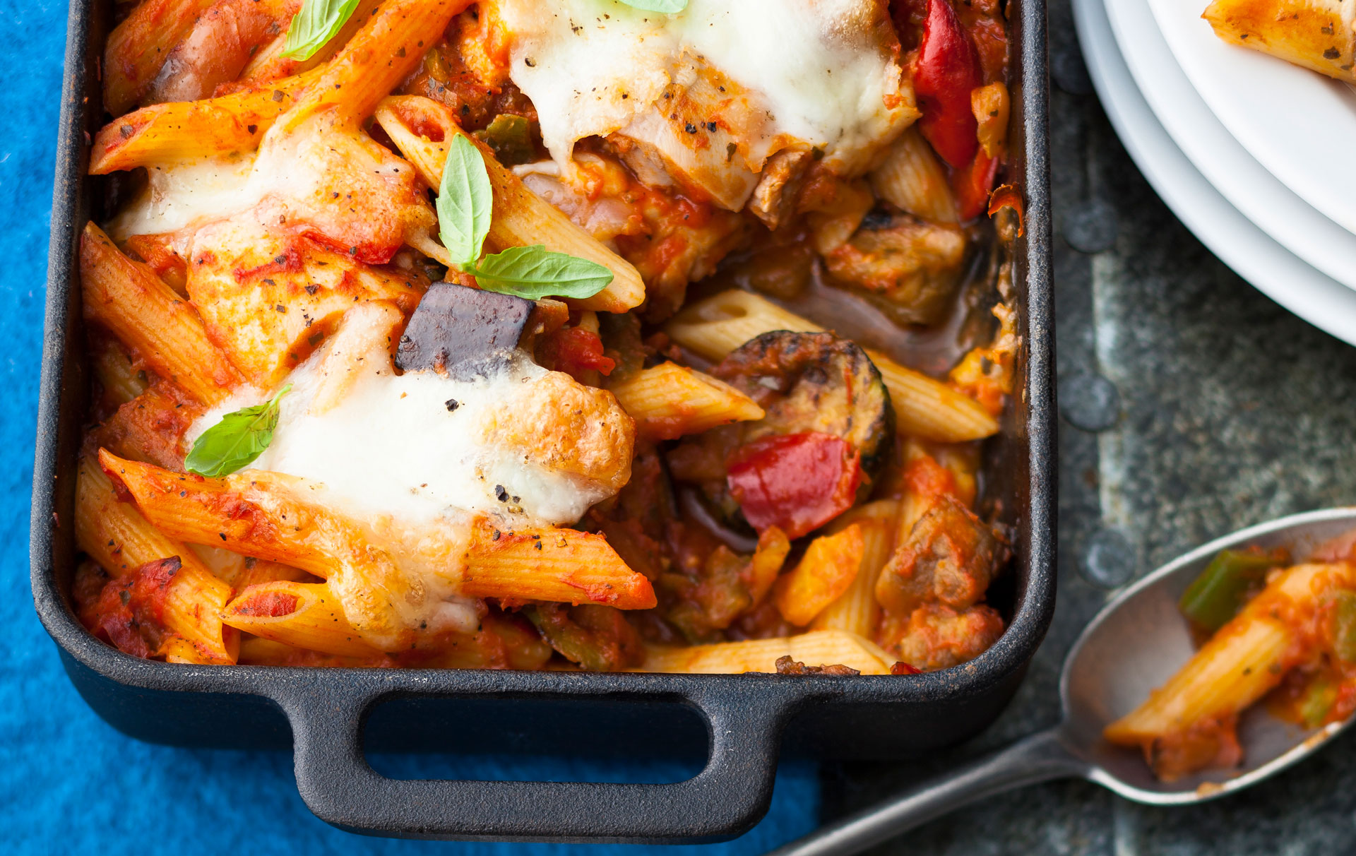 Chicken and tomato pasta bake