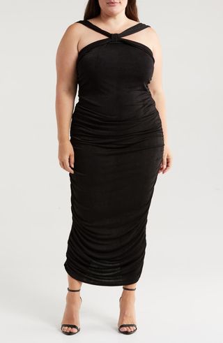 Cross Neck Stretch Body-Con Dress