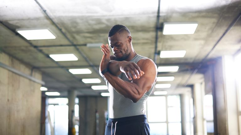 Man doing stretching exercises