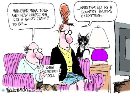 Political Cartoon U.S. Trump Extorting Investigations
