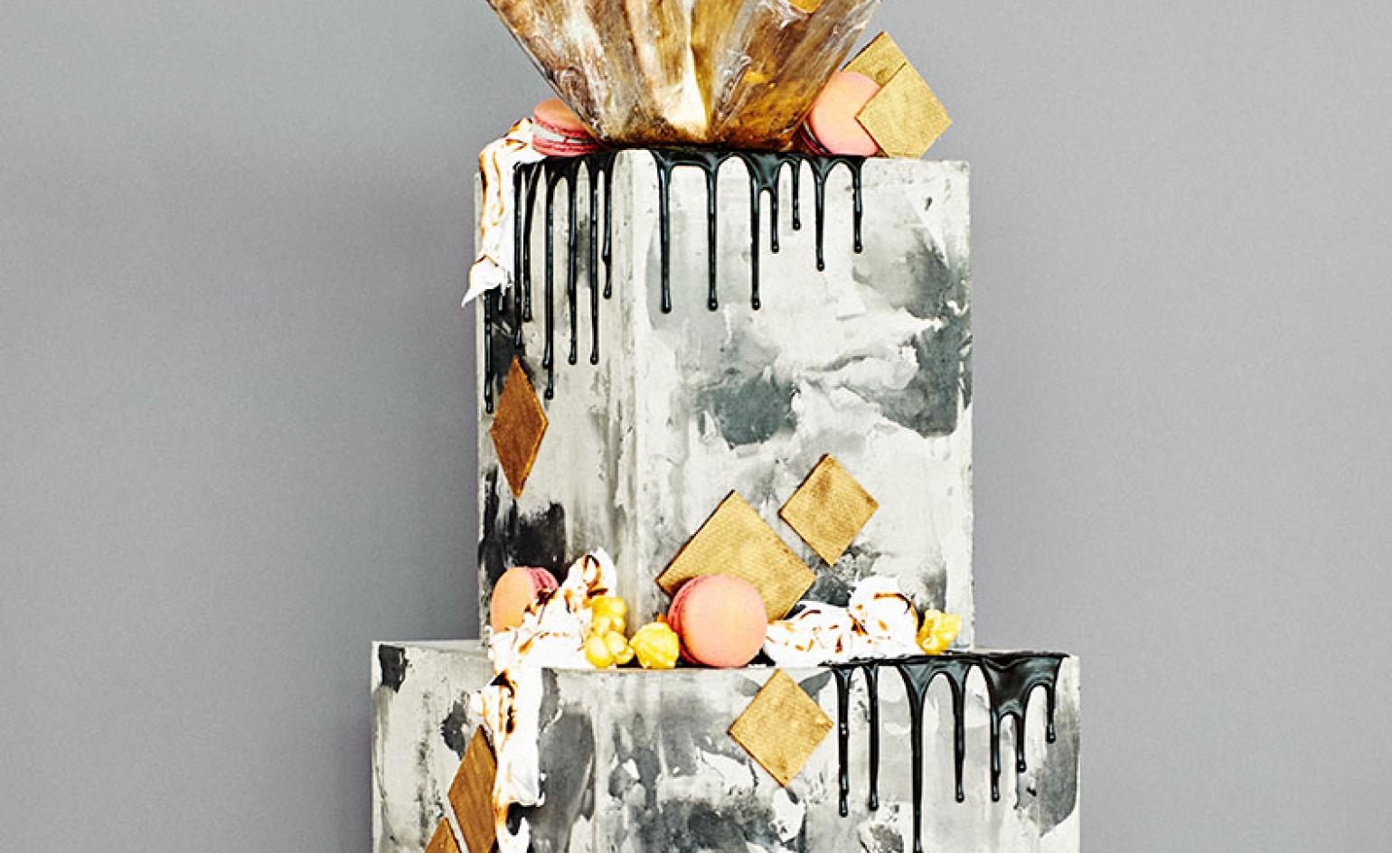 Two layer iced box cake