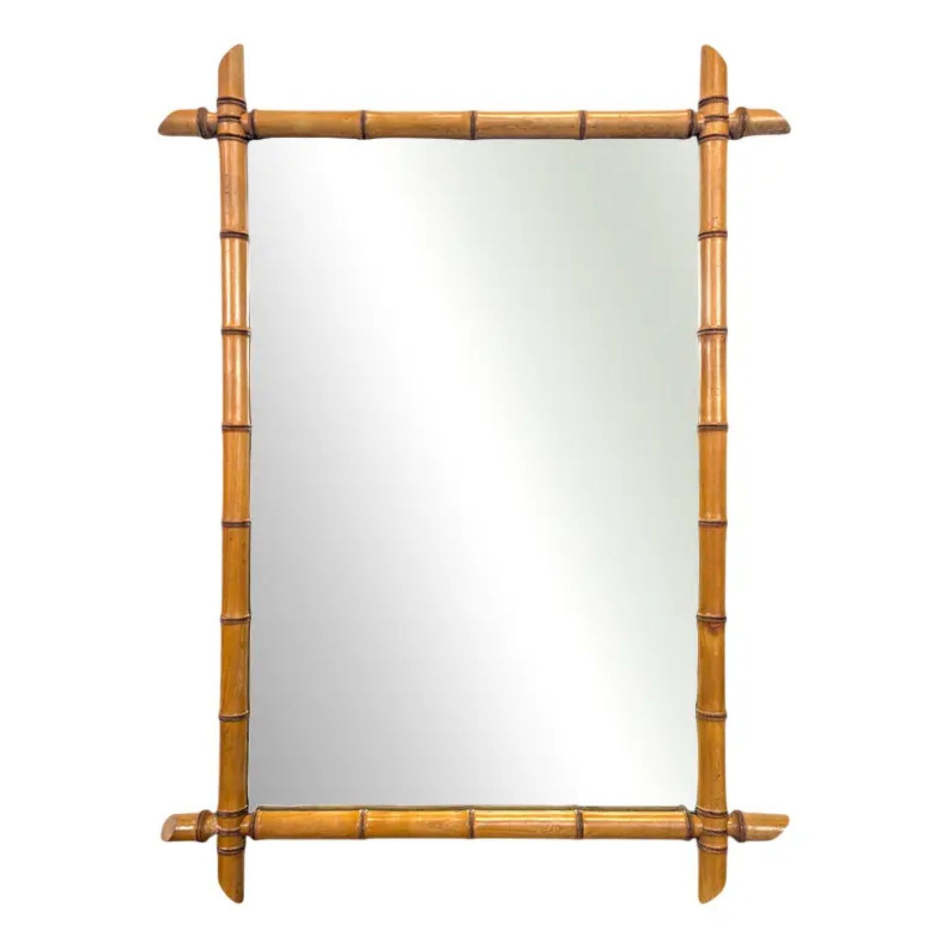 Mirror with Bamboo Frame