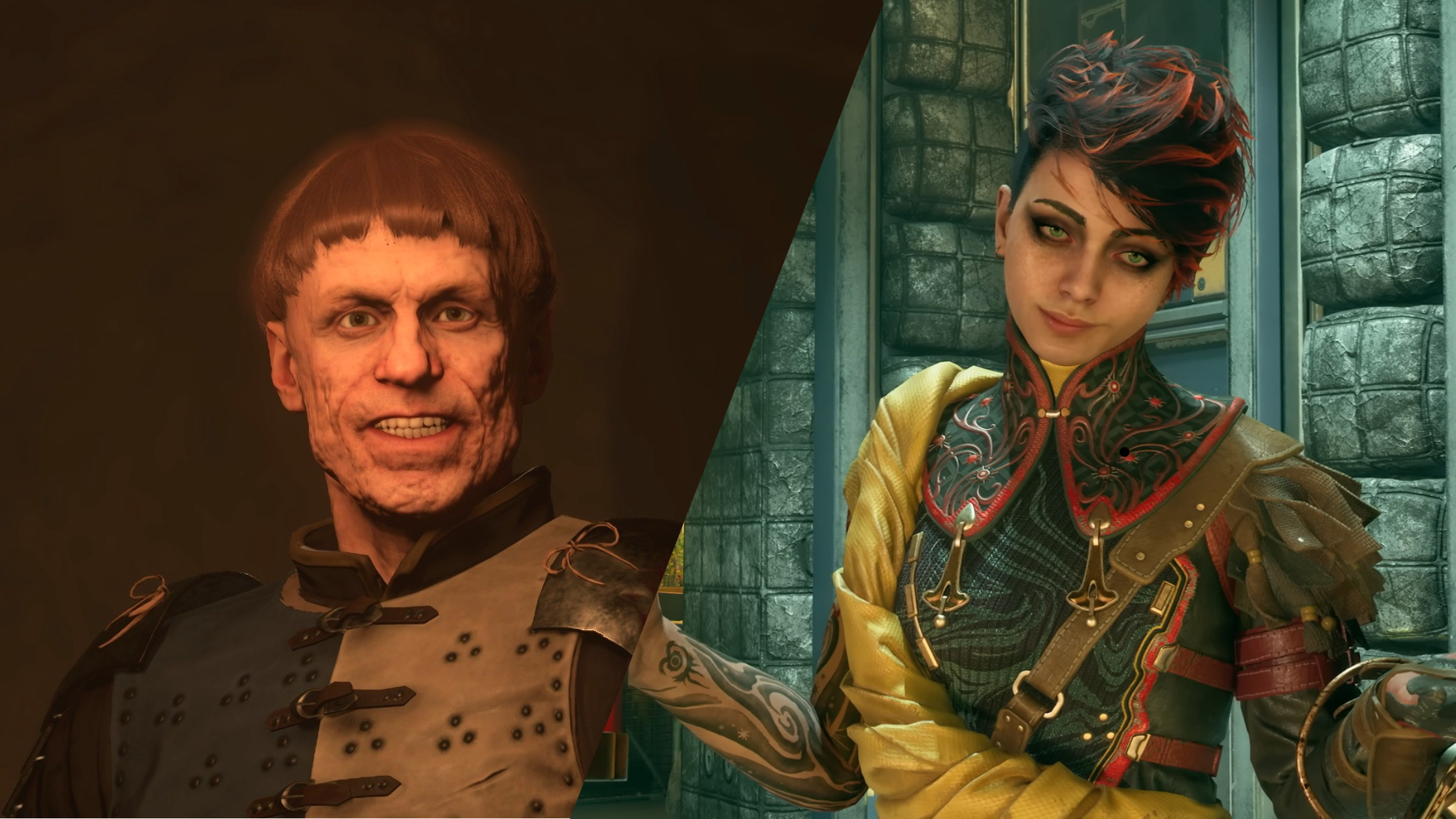 Dry Devil from KCD2 and a short-haired woman in The Outer Worlds 2.