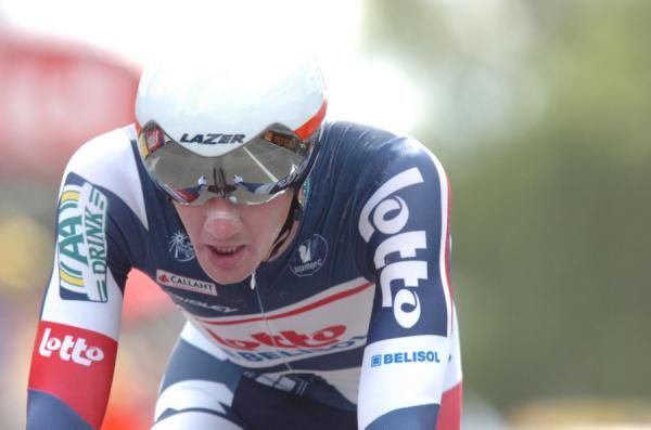 Feeling the effects of the final Tour time trial where Jurgen Van den Broeck (Lotto-Belisol) secured his fourth-place overall