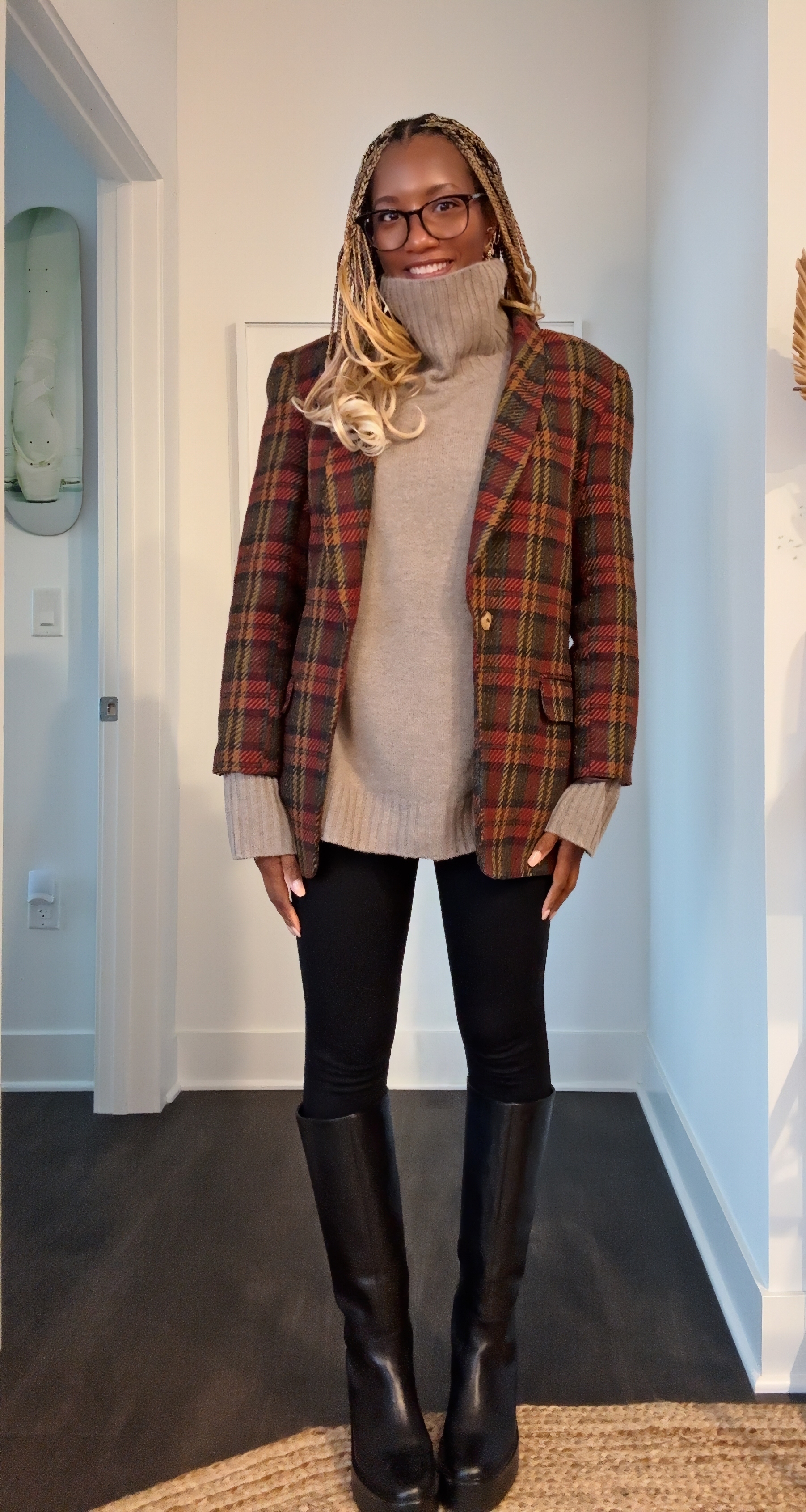 Danielle Prescod wearing leggings and a blazer