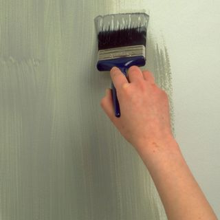 person painting wall