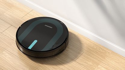 Image of Proscenic robot vacuum in press shot being used on hard flooring 
