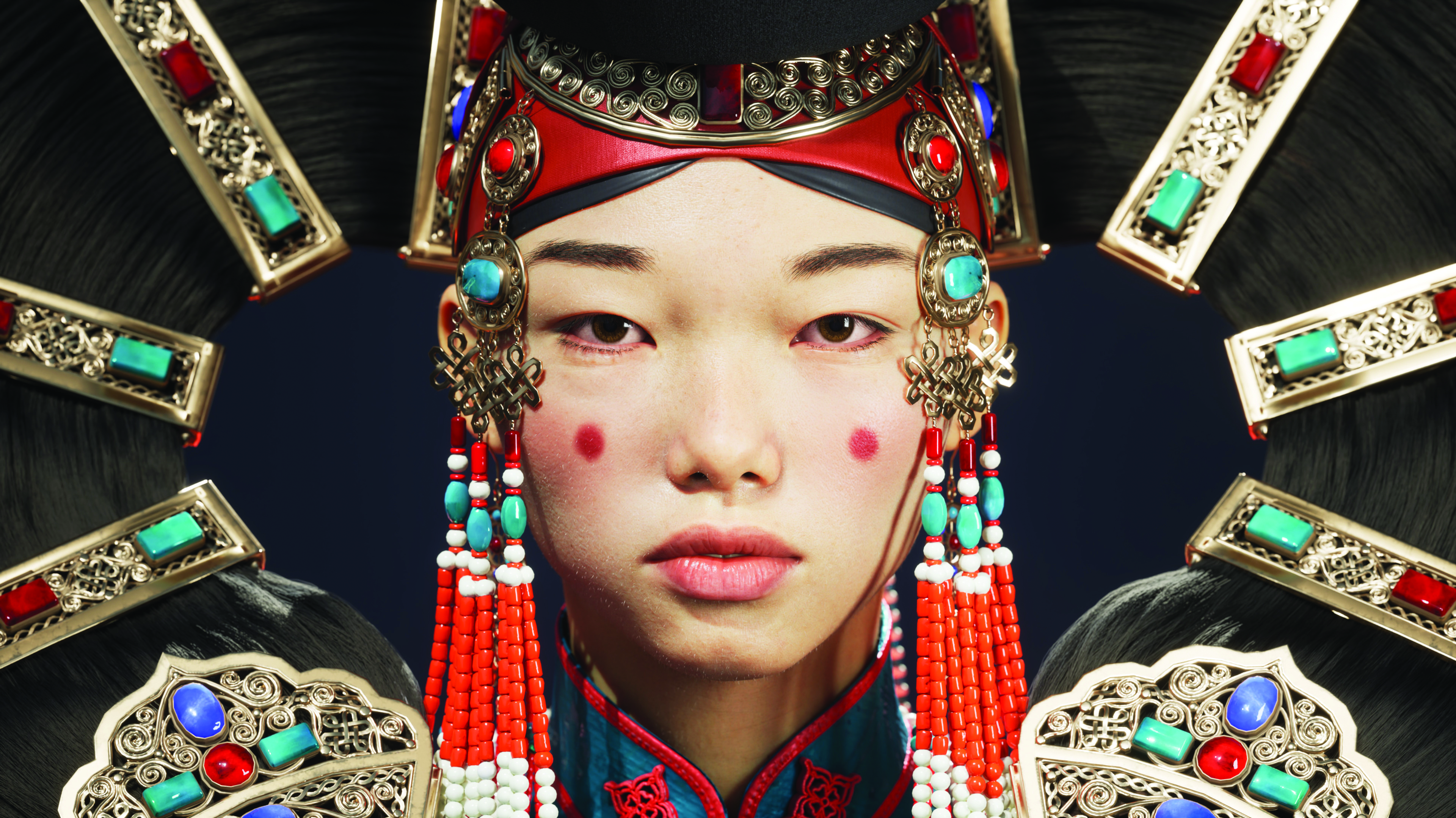 A complex 3D model of a priestess