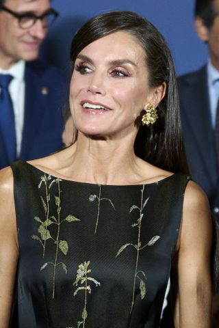 Queen Letizia of Spain black and gold