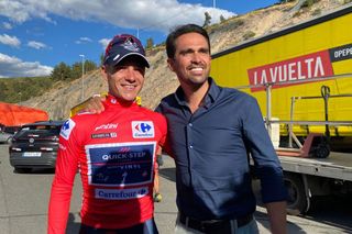 Vuelta a España winners Remco Evenepoel and Alberto Contador pictured after stage 20 of the 2022 edition