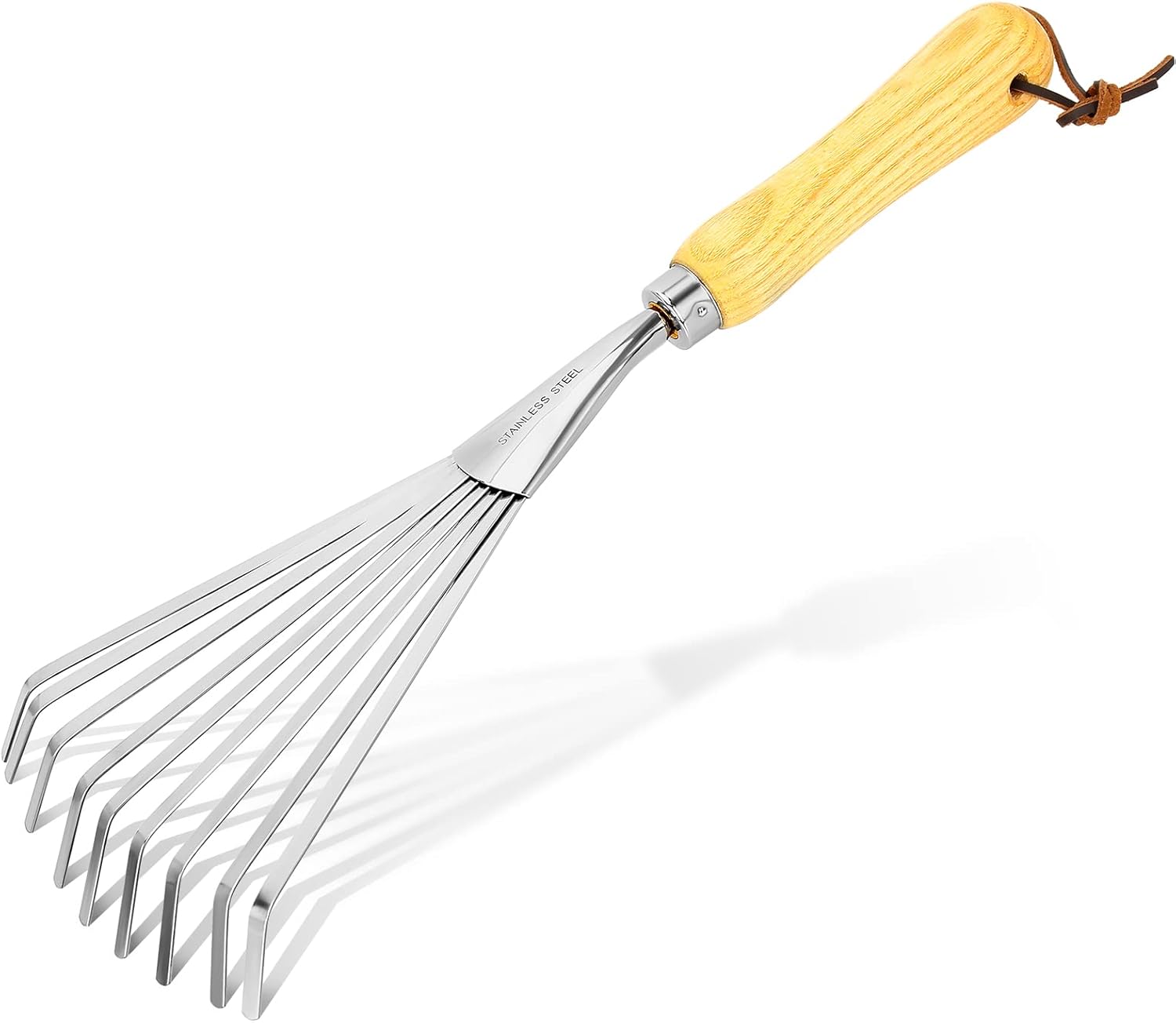 Kldollar Hand Rakes, Garden Stainless Steel Hand Rake Soil Tiller With Ergonomic Handle, Small Leaf Rakes Great for Gardening, Garden Sweep Yard Flower Beds Tool