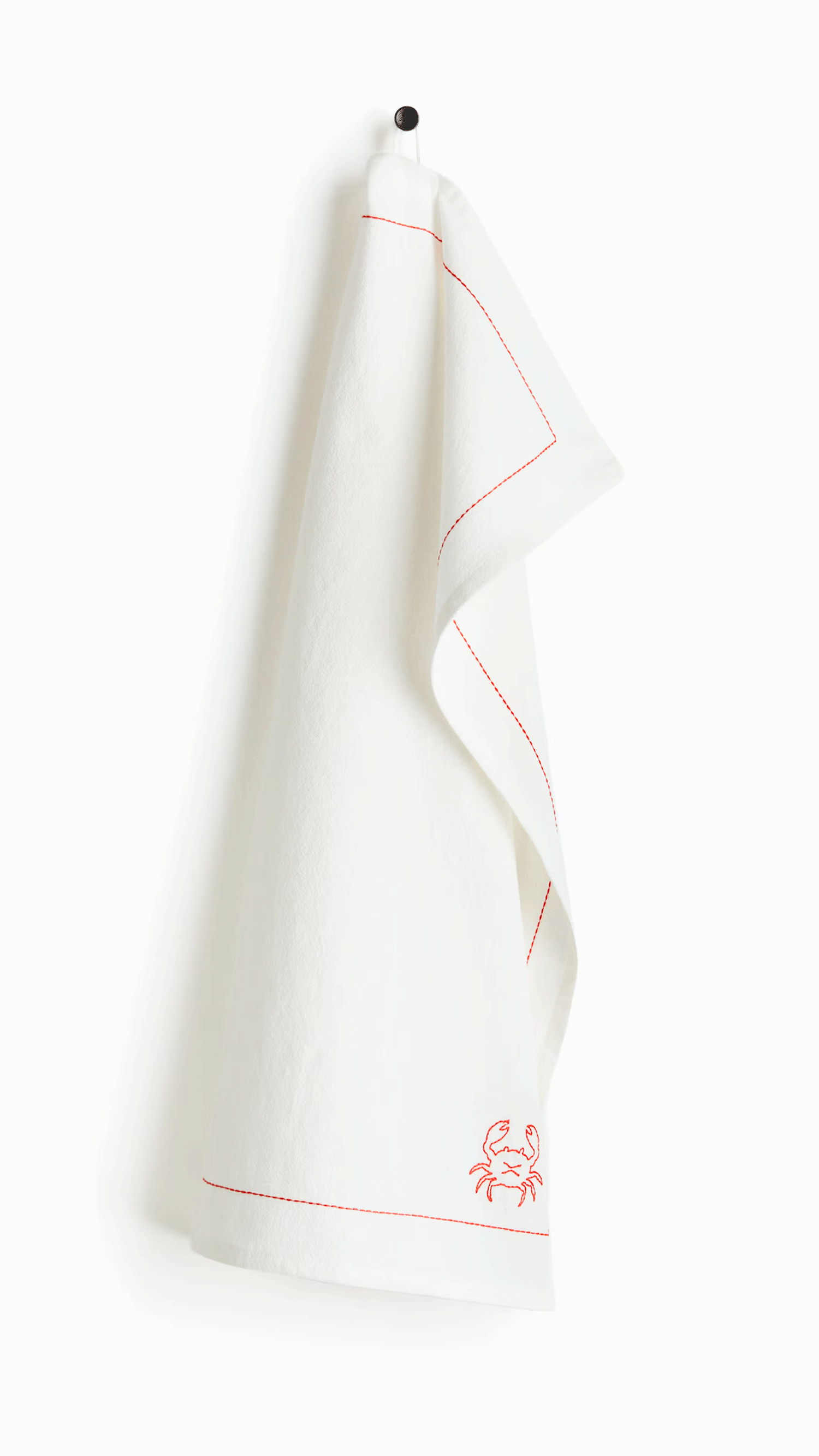 Orange/Crab Embroidery-motif tea towel