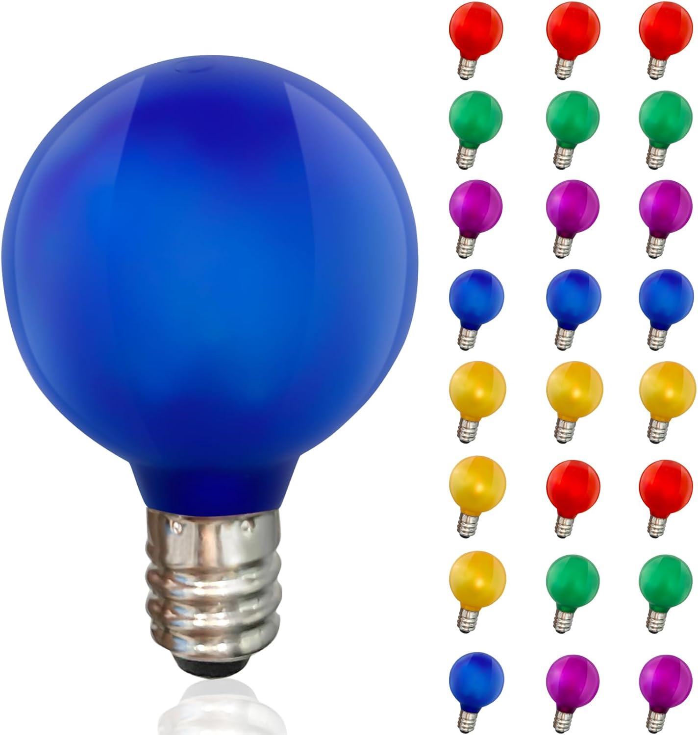 25 Pack Frosted Multicolor Led Christmas Light Bulbs,shatterproof &amp;amp; Waterproof Plastic G40 Led Bulbs for Outdoor String Lights,e12 Led Color Light Bulbs for Outside Christmas Tree Holiday Decoration