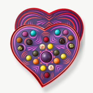 Purple love heart box of chocolates