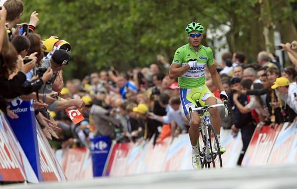 Peter Sagan (Liquigas-Cannondale) has a lot of time to celebrate