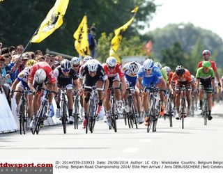 The Belgian national championships were decided in a bunch sprint finish